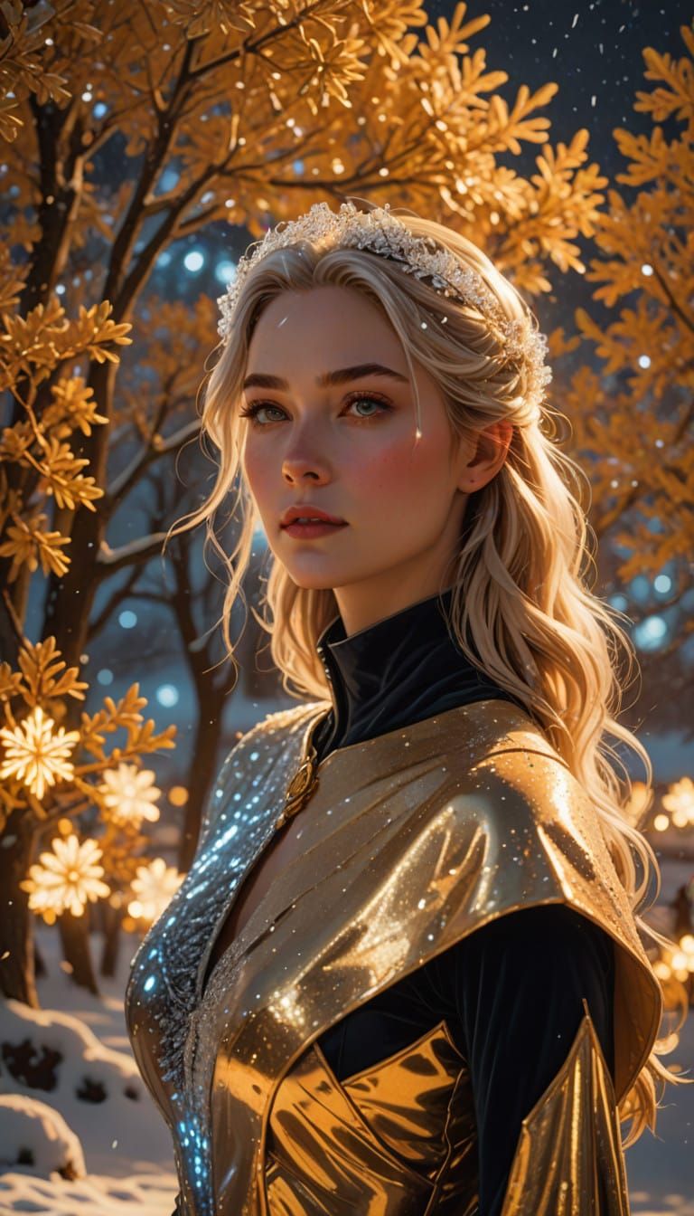 Confident Woman Amidst Serene Winter Wonderland