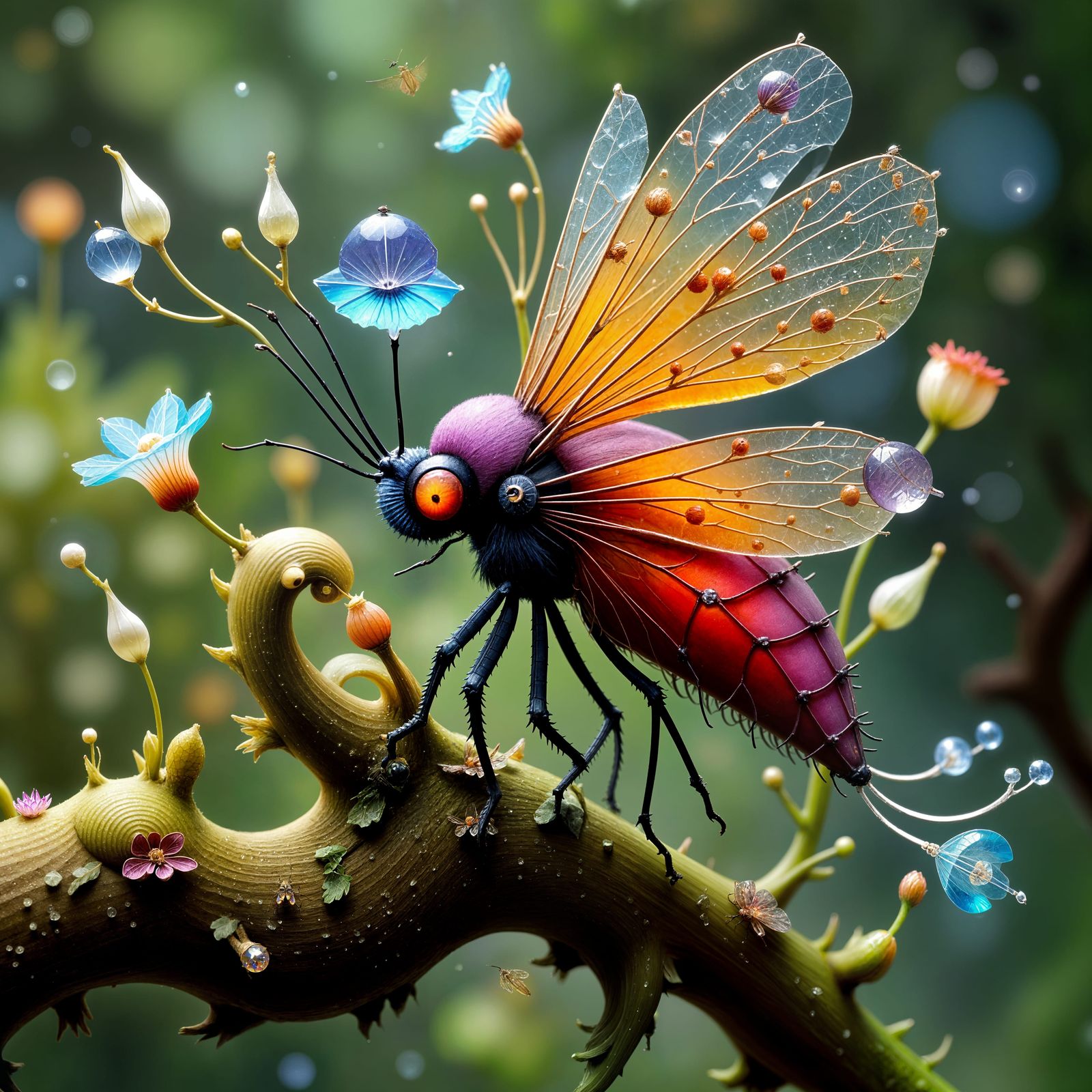 Crystal Cicada Song in Vibrant Citrus Colors