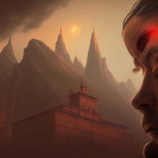 Man Suffers Migraine: Detailed Matte Painting