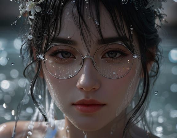 Stunning Pale Woman in Hot Spring: UHDR RAW Photo