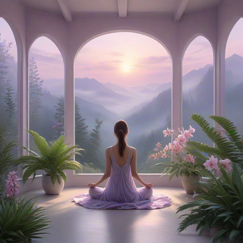 Meditative Sanctuary in Ethereal Digital Painting