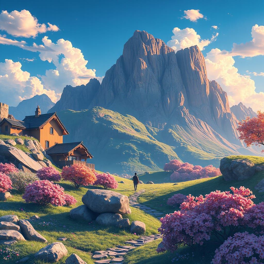 Anime Landscape in Ghibli Style with Vivid Colors