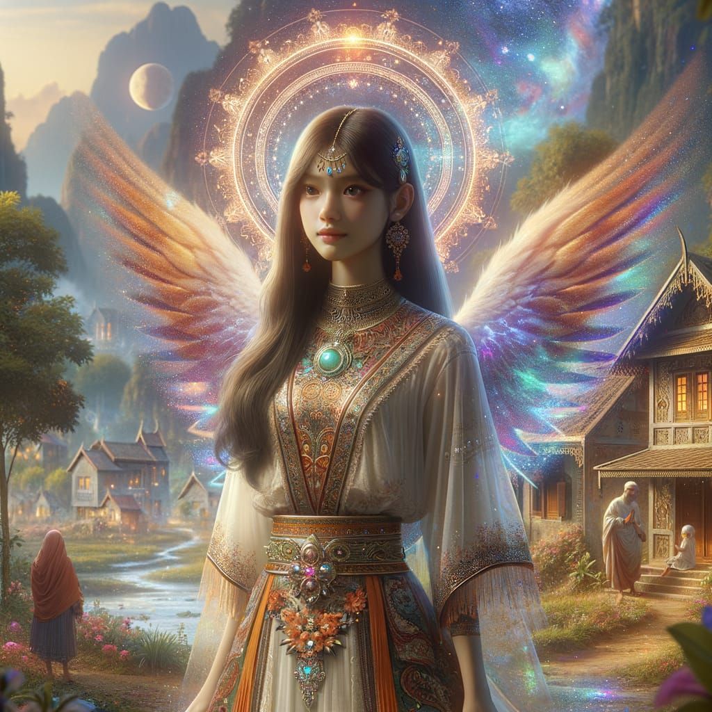 Beautiful Angel Shweta and Family in Fantasy Concept Art