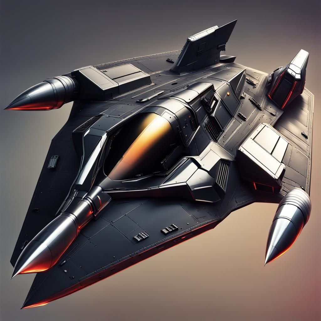 Hyperrealistic Stealth Fighter Spaceship with Cannons