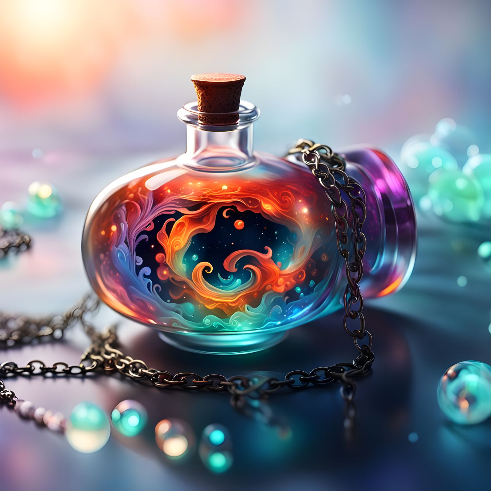 Colorful Anime Potion Necklace in High Resolution