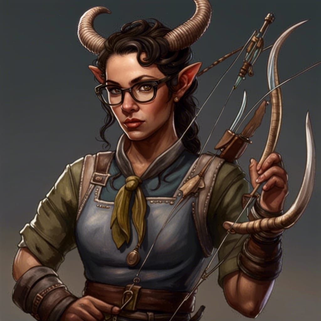 Realistic Tiefling Ranger with Dog Companion
