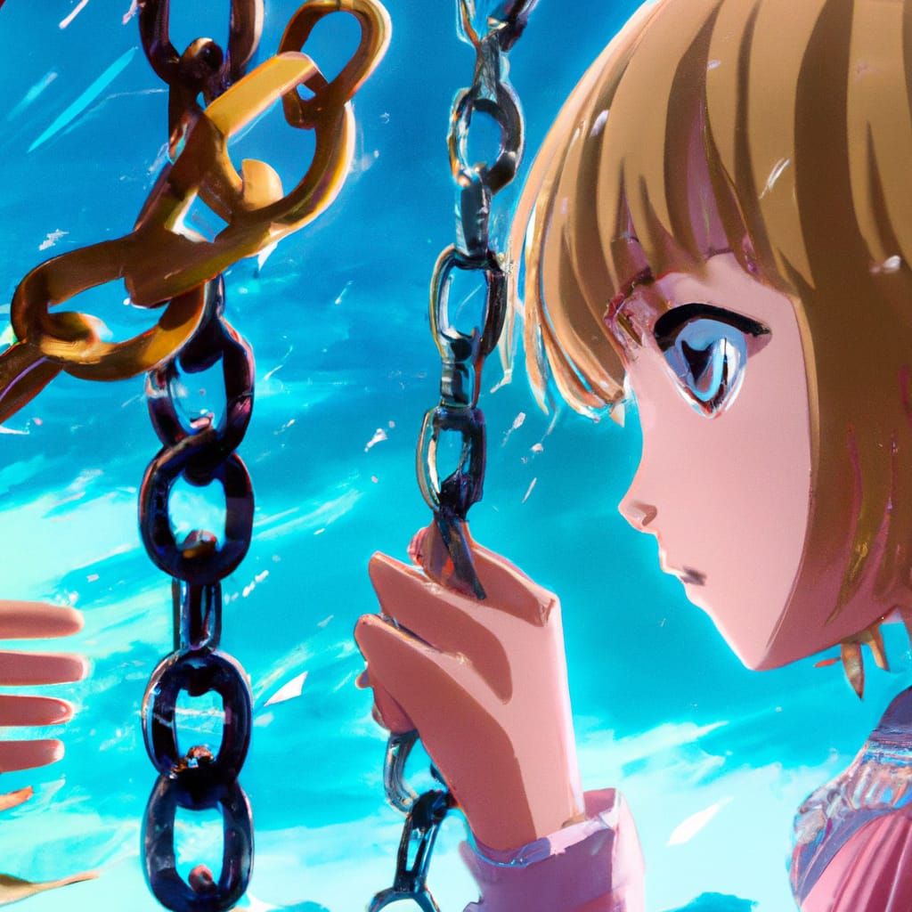 Anime Girl in Chains, Ghibli-Style Key Visual