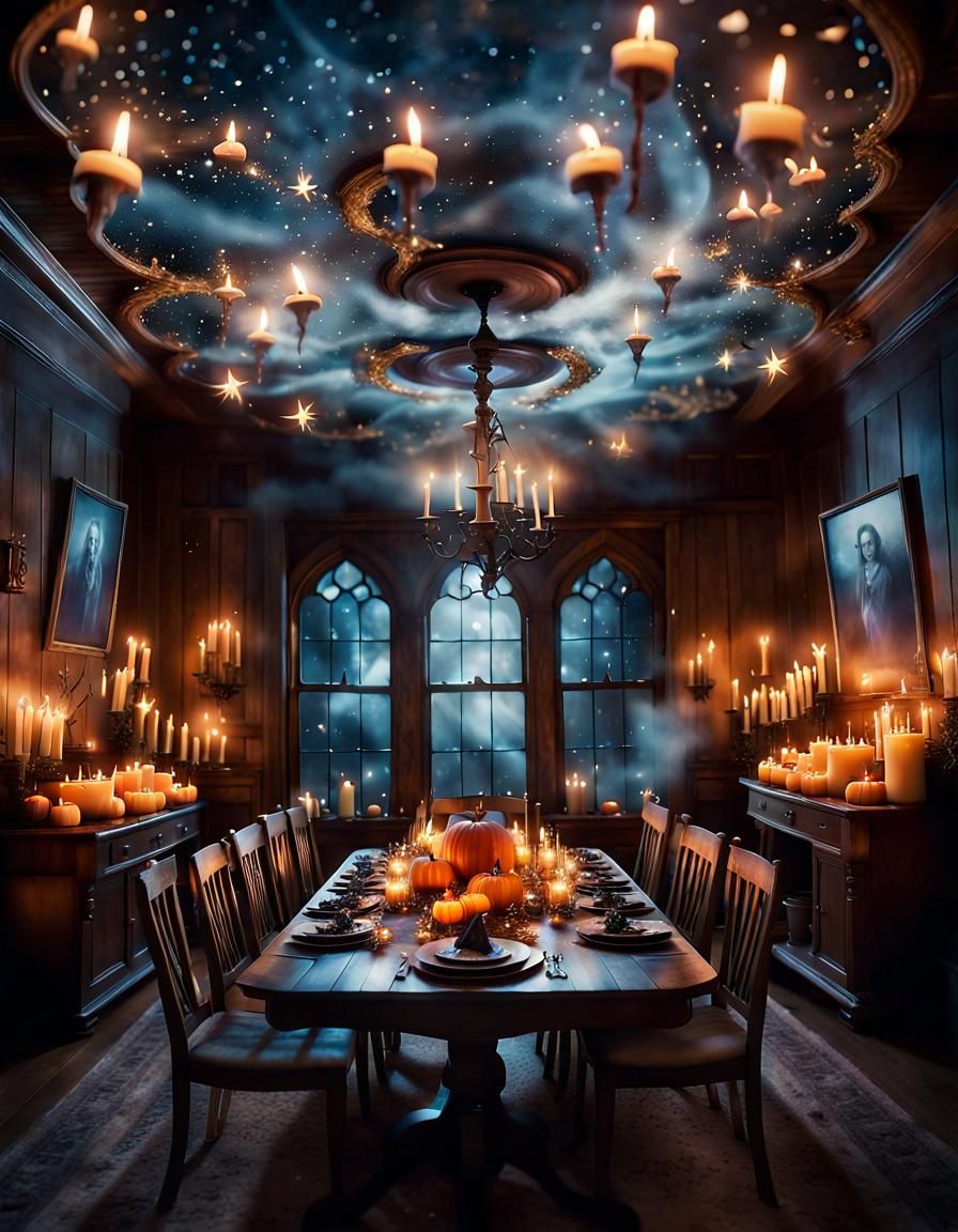 Enchanted Candlelit Dinner in Double Exposure Style
