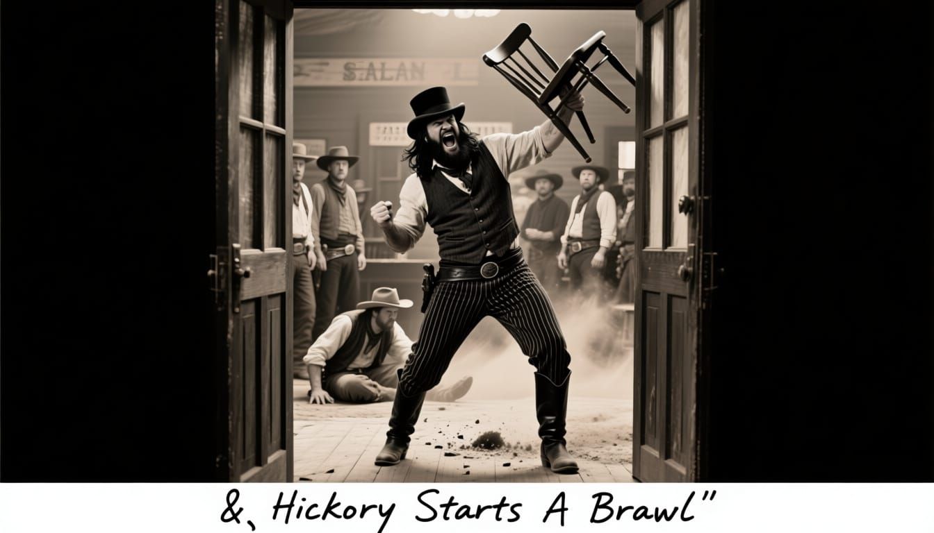 Old West Saloon Brawl in Sepia Tone Photograph