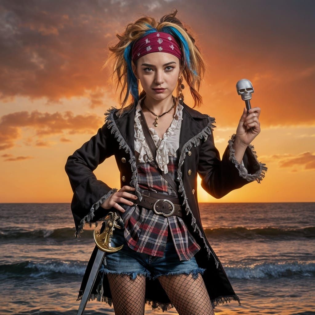 Confident Pirate Queen Embodies Piratecore Spirit in Sunset ...