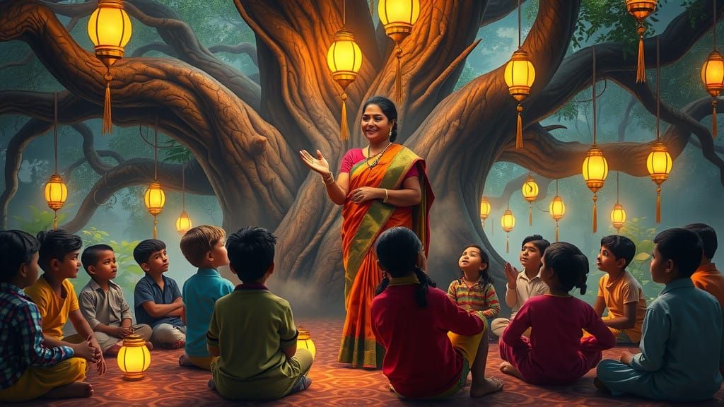 Savitribai Phule Educates Young Minds in Vibrant Indian Land...