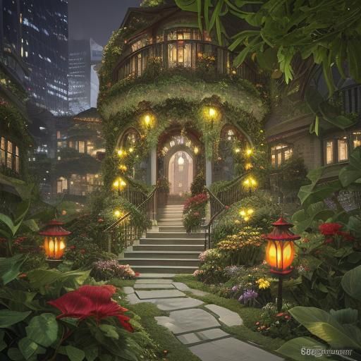 Photorealistic Eco-Futuristic Cityscape with Fractal Details