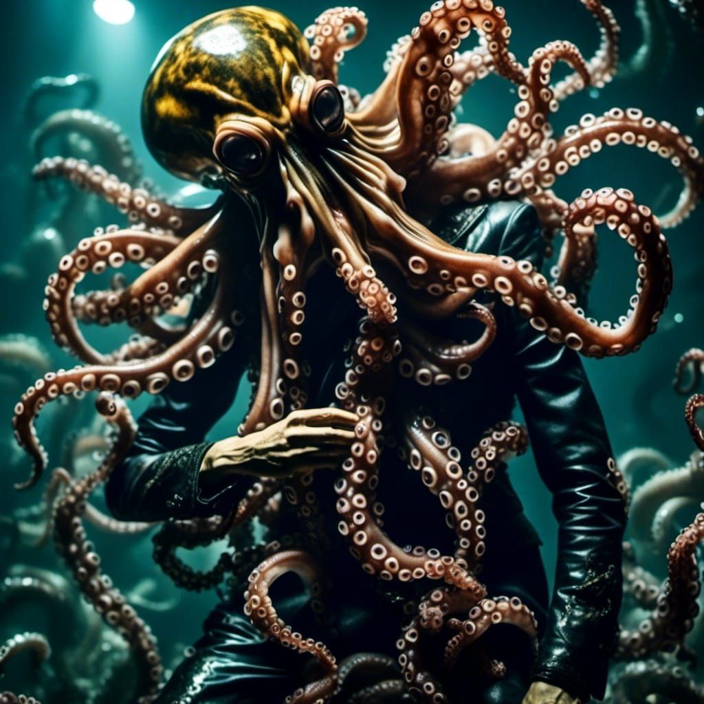 Disturbing Alien Octopus Squeezing a Human Torso