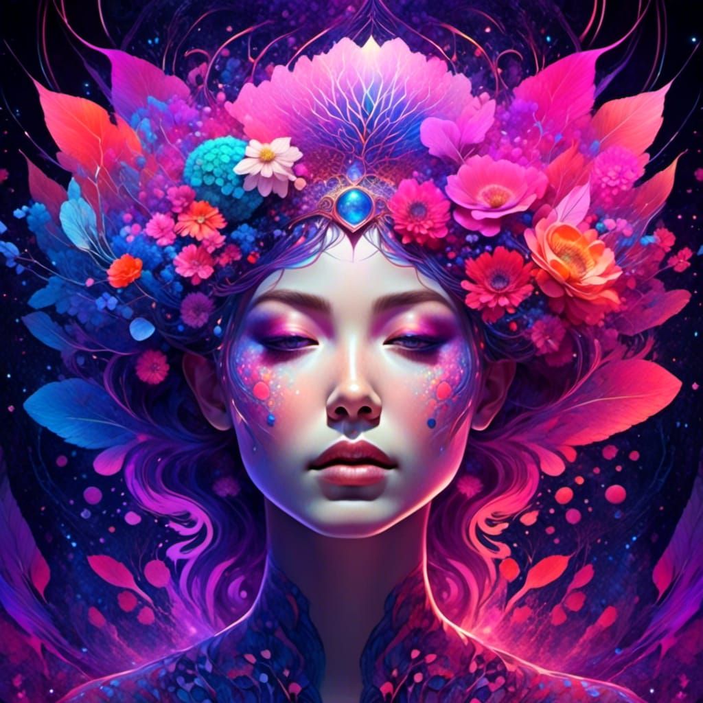 Psychedelic Portrait in Ethereal Cosmic Style