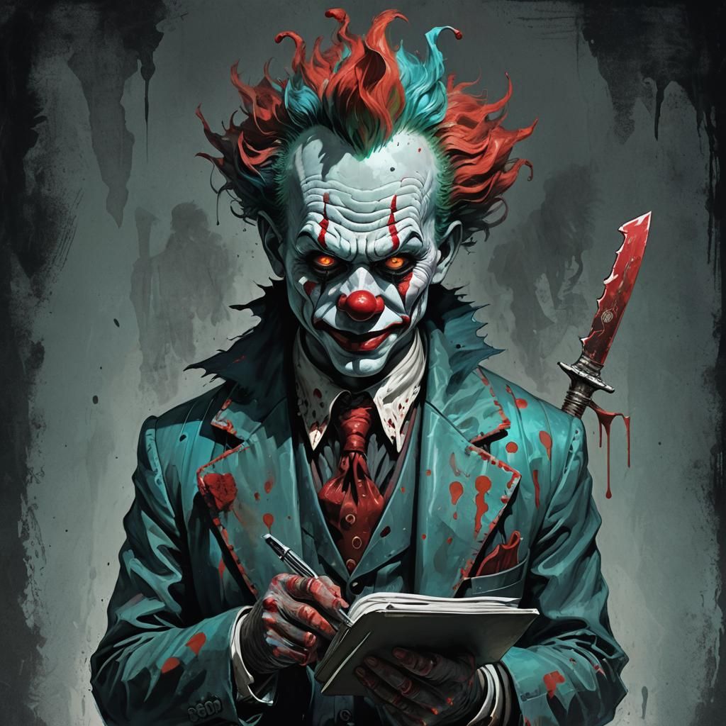 Eerie Clown Portrait in Dark Fantasy Style