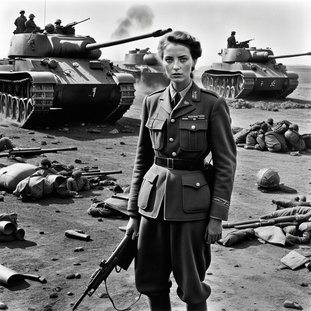 Photorealistic War Correspondent Photo in Vogue Style