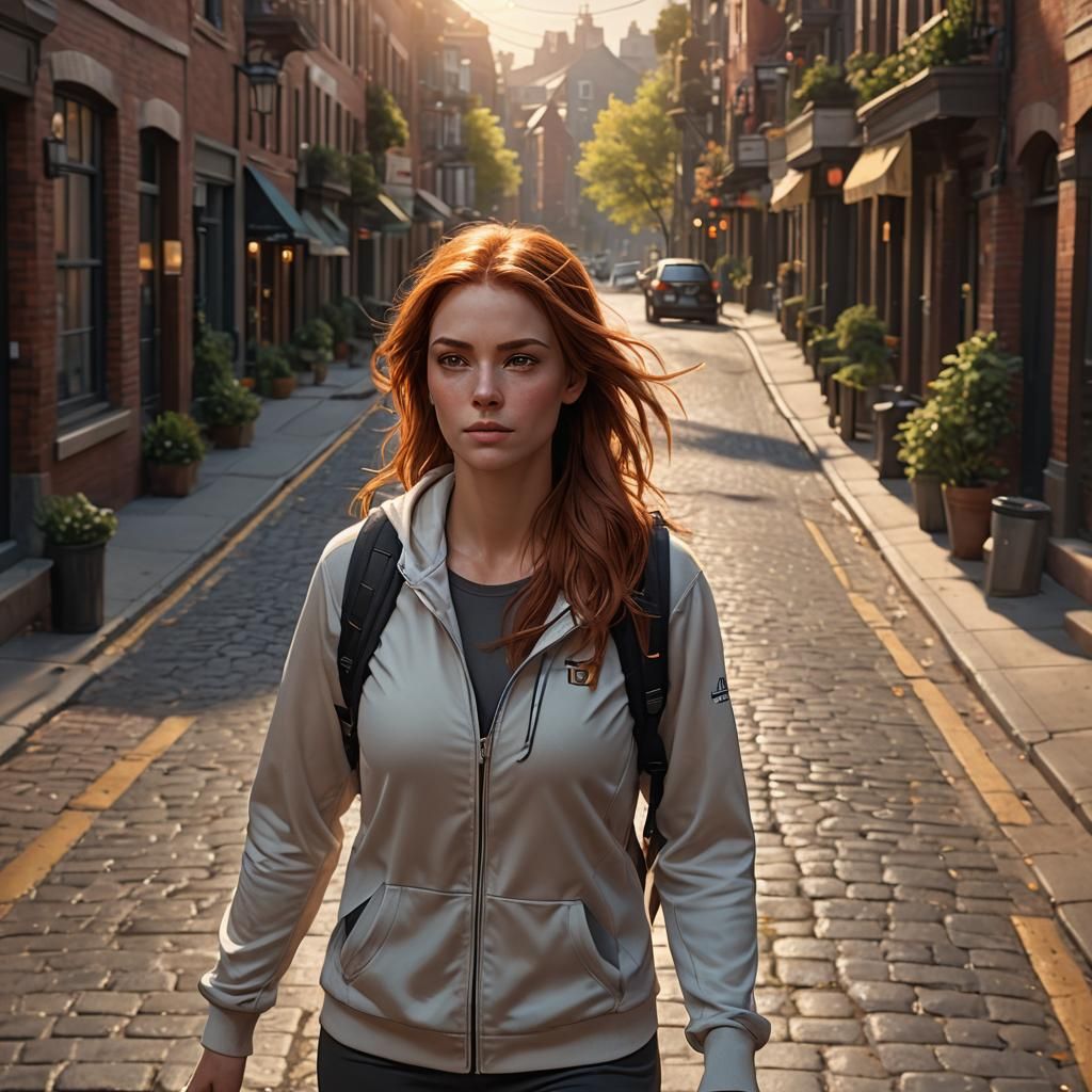 Auburn Haired Beauty Strolls Through Beacon Hill