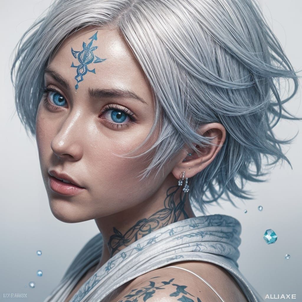 Latina Woman in White Bikini: 3D Anime Art