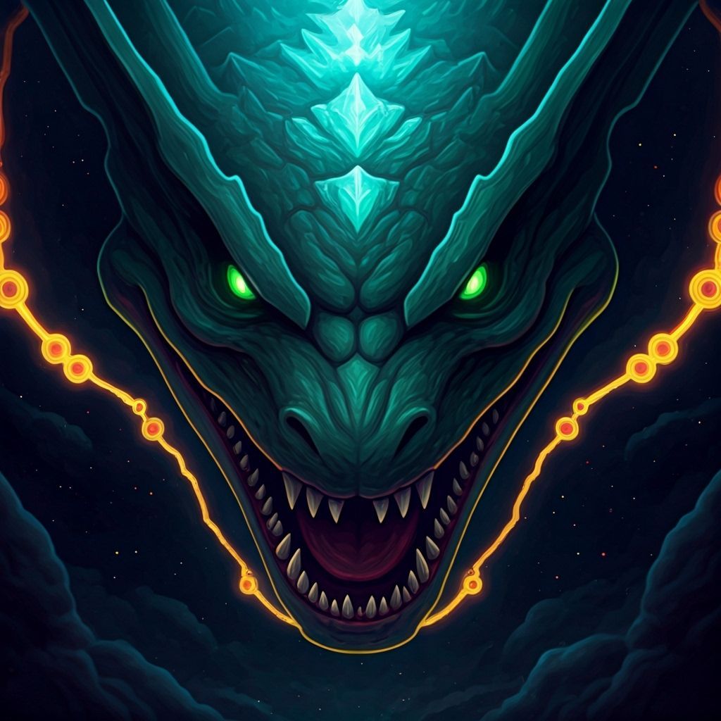 Benevolent Emerald Mega Rayquaza-Godzilla Hybrid in Astral I...