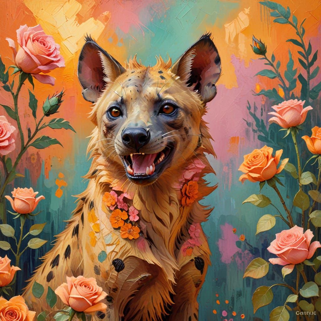 Hyena Serenade: An Impressionist Fauvist Painting