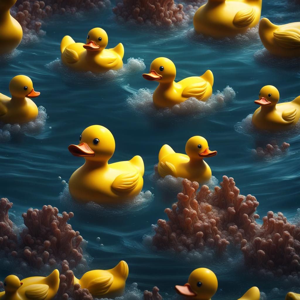 Rubber Duck in Ocean: Detailed Matte Painting