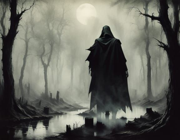 Mysterious Figure in the Black Forest