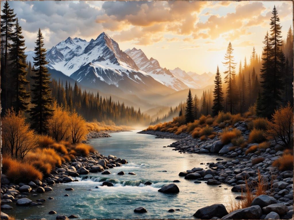 Serene River Valley at Golden Hour