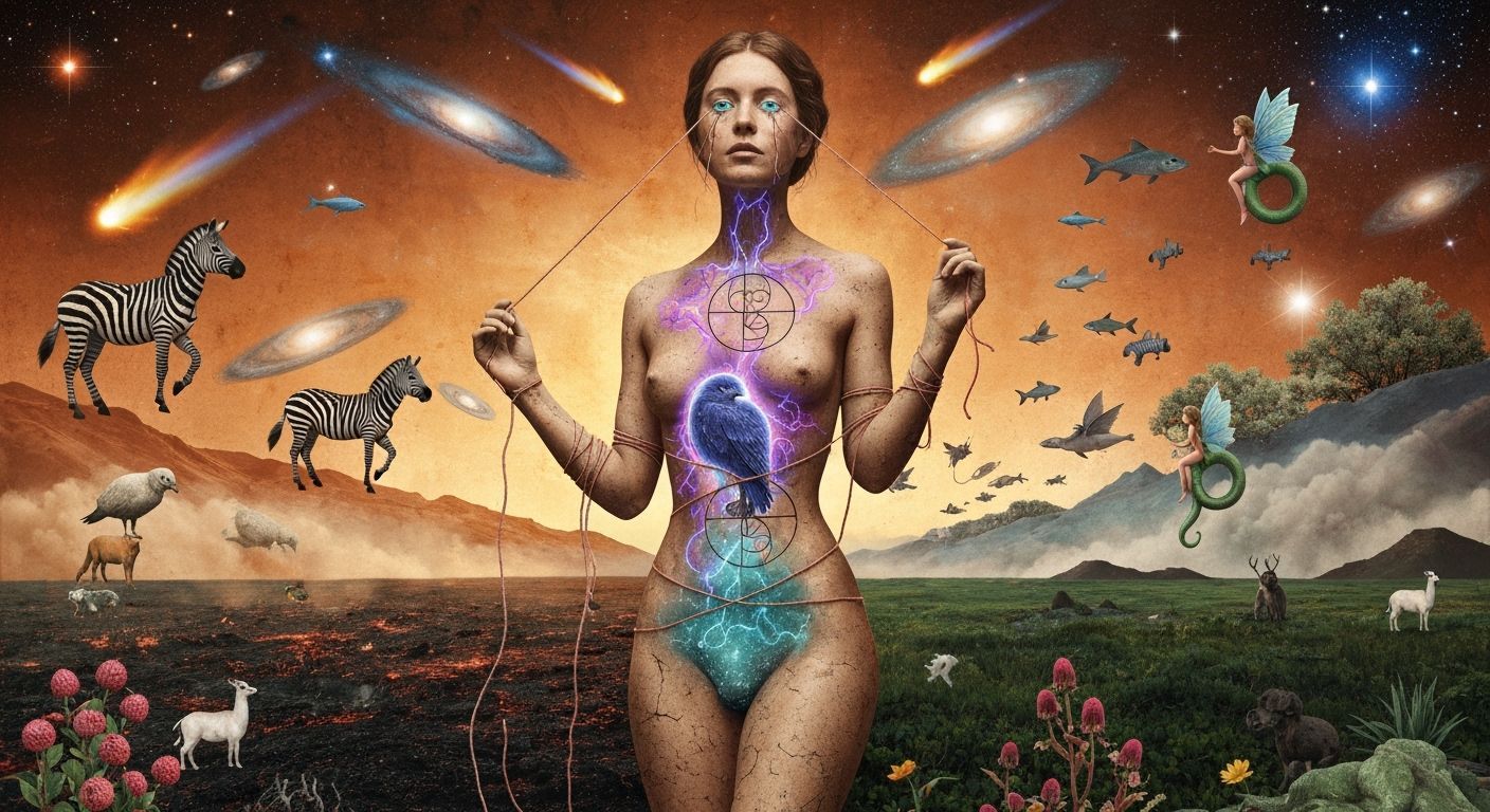 Surreal Transformation Dreamscape with Bioluminescent Plasma