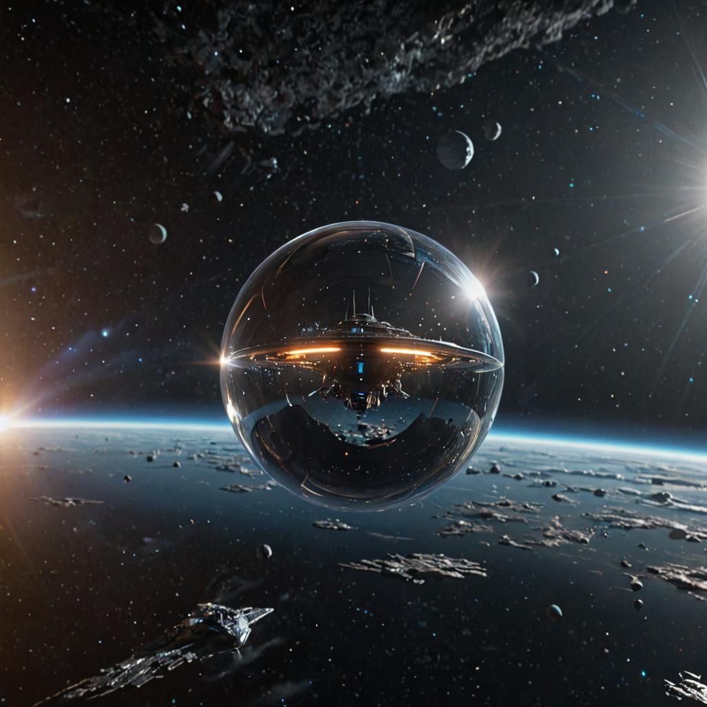 Alien Spaceship Beamed Through Reflective Orb