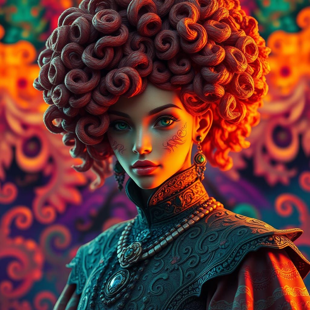 Alien with Peruke in Art Nouveau Style