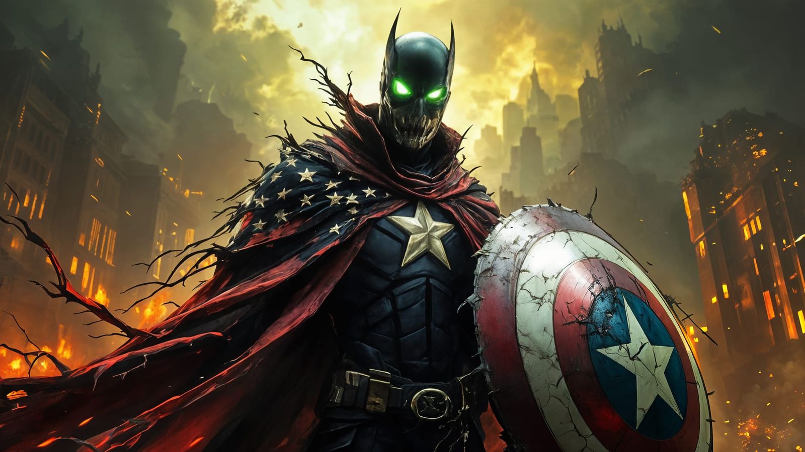 Hellish Captain America in Cyberpunk Style