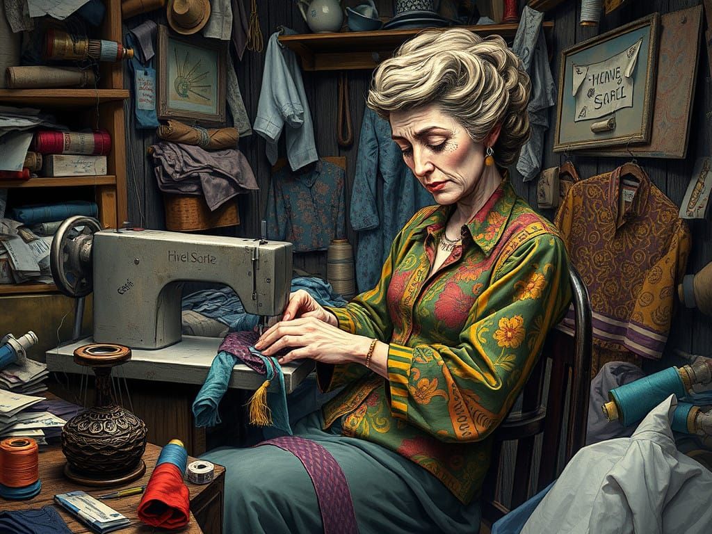 Sue sews several shirts on sundays