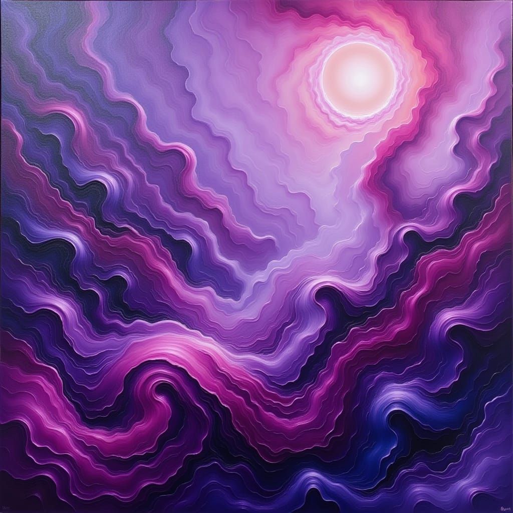 Surreal Purple Abstraction in Dynamic Brushstrokes