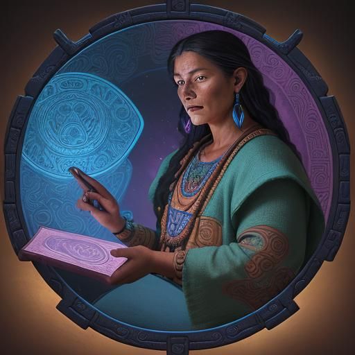 Mayan Astronomer in Diego Rivera Style