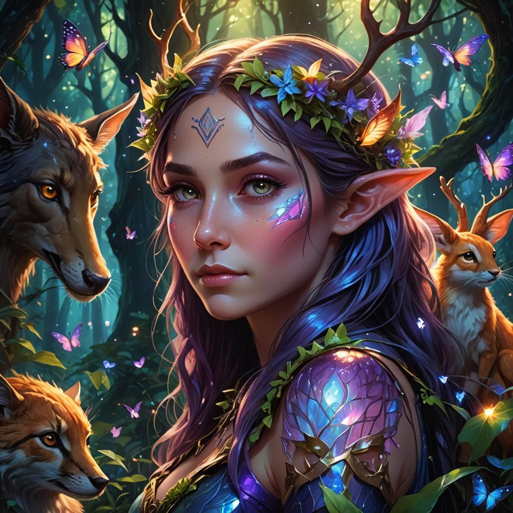 Enchanted Elf Portrait in Magical Forest