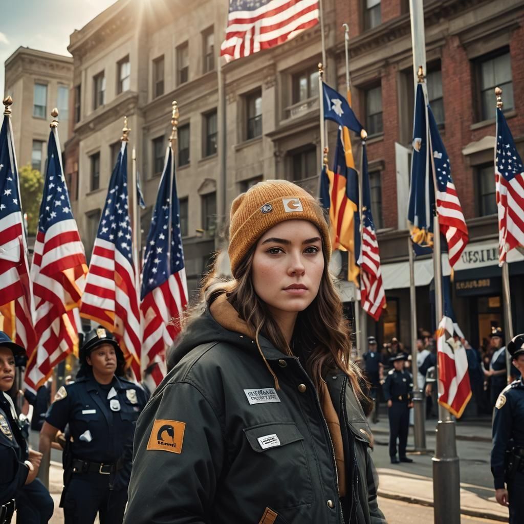 Confident Woman in Police Uniform: American Realism Portrait