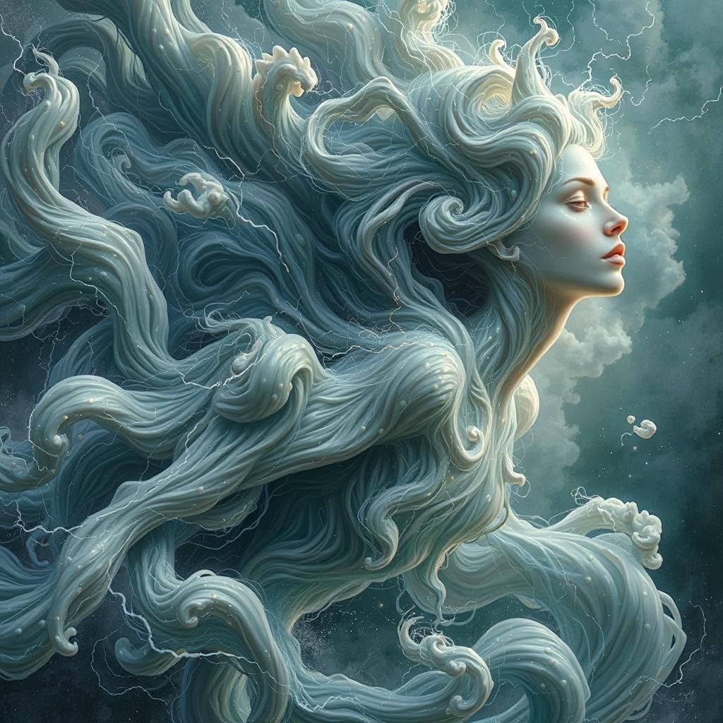 Luminous Being Flies Through Electric Storm