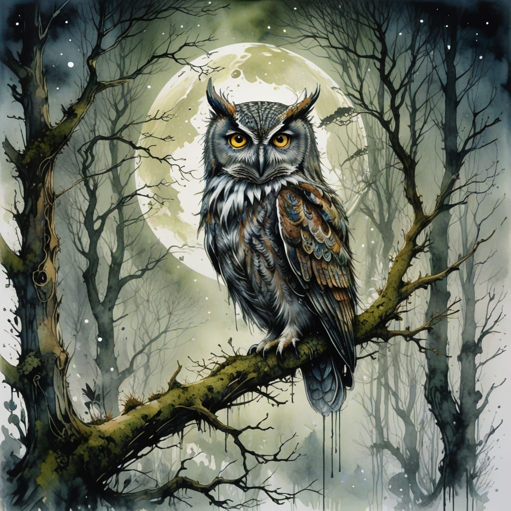 Ethereal Woodland Scene in Watercolour Style