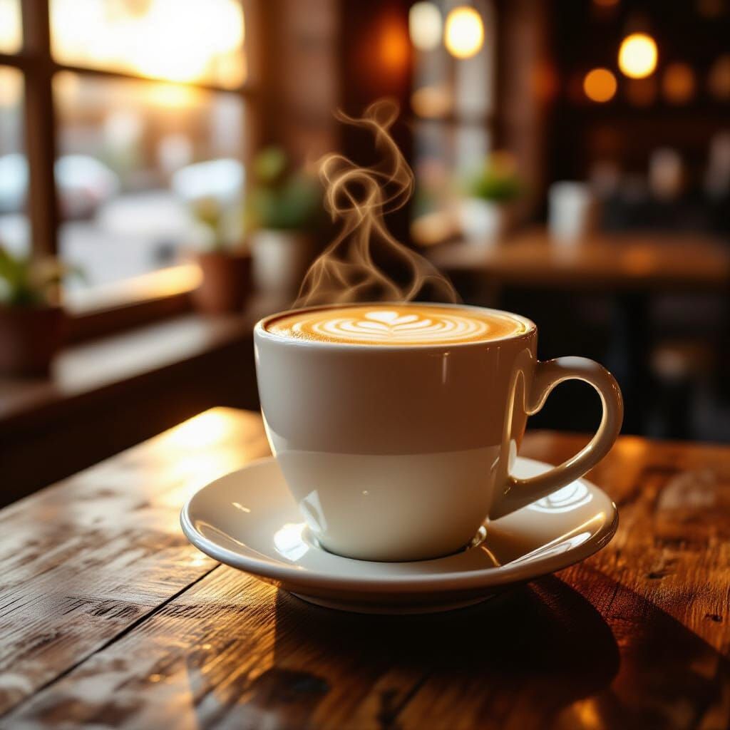 Cozy Cappuccino Mug in Warm Cafe Light