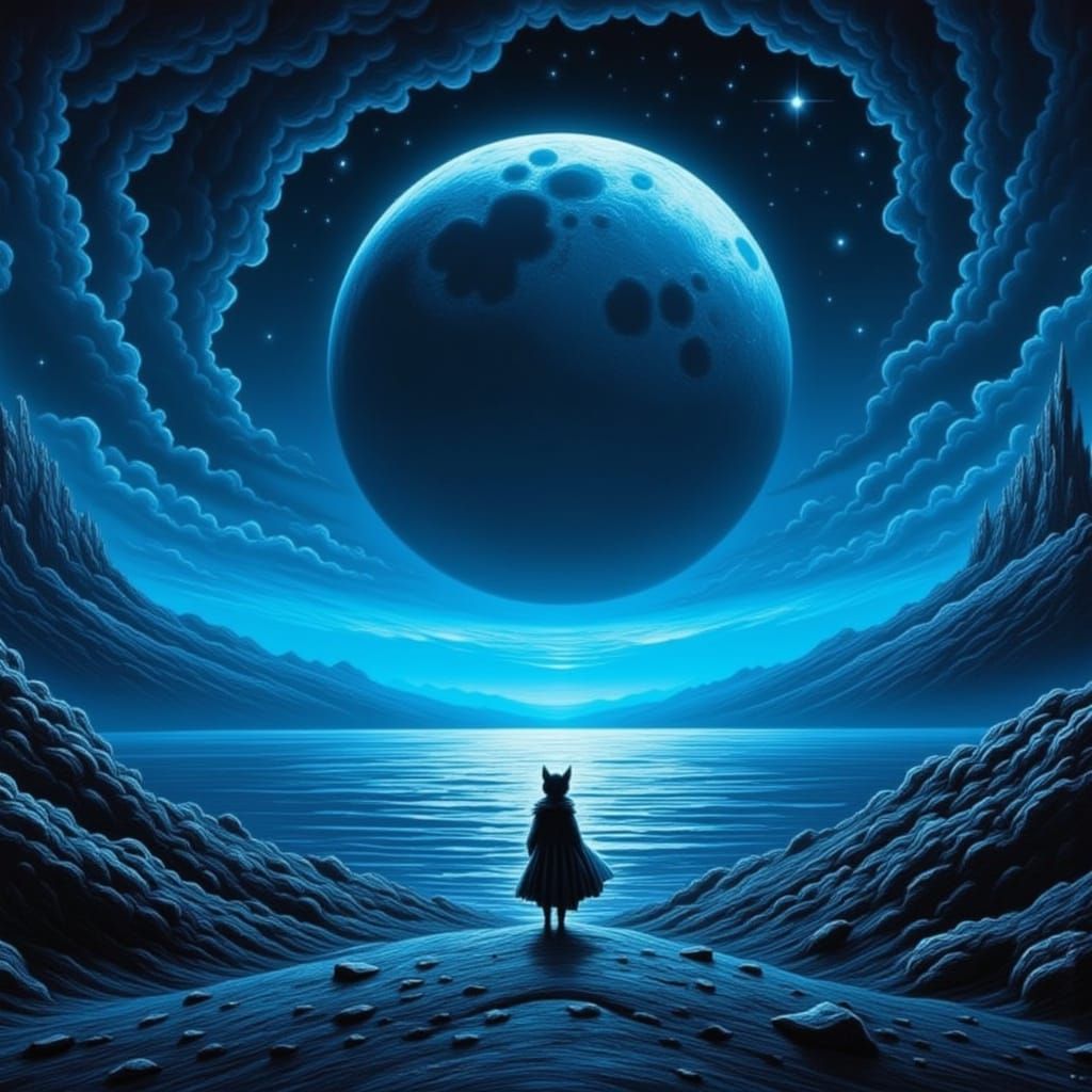 Beautiful Moonlit Seascape with Dynamic Waves