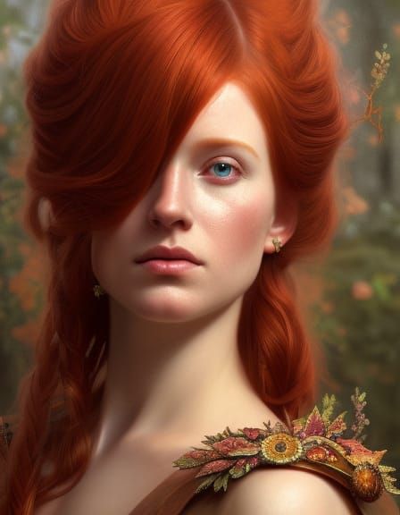 Eerie Portrait of Redhead Royal Woman in 8K