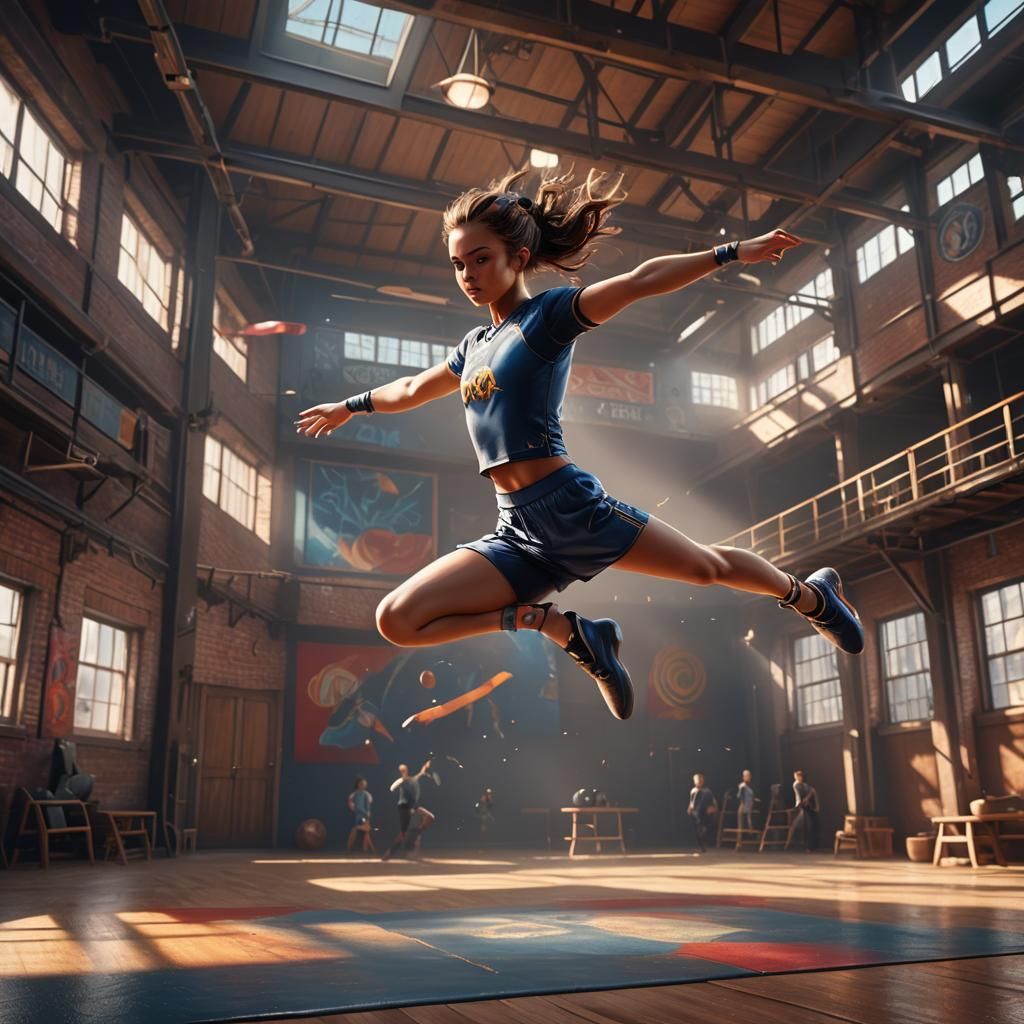 Gymnast's Aerial Cartwheel: Fantasy Concept Art