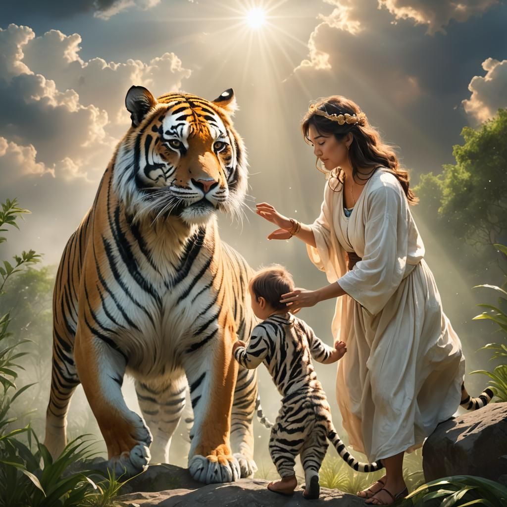 Mother's Divine Protection Against Tiger