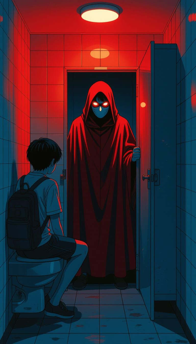 Eerie School Encounter in Junji Ito Horror Style