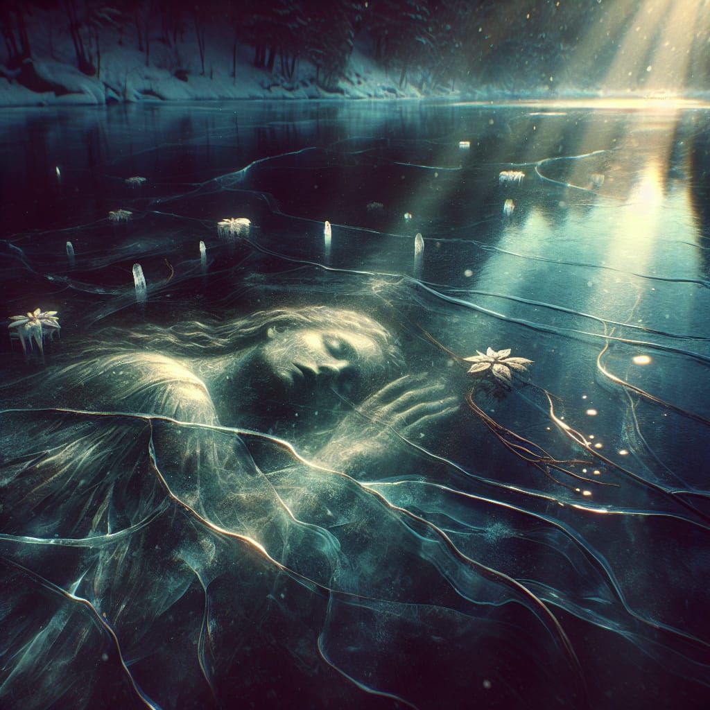 Enchanted Lake Surface in Moody Twilight