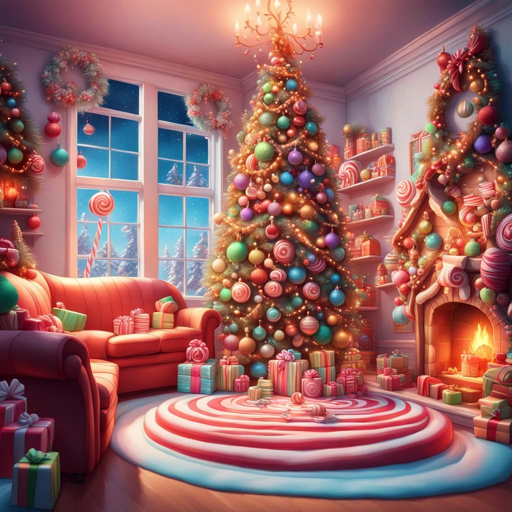 Magical Christmas Family in Candy Art Style