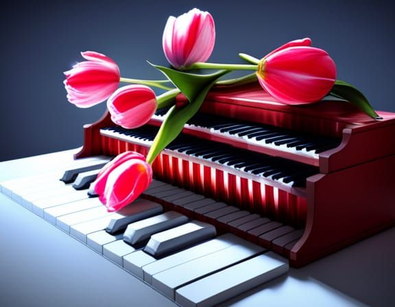Tulips on Organ: Intricate 3D Digital Art