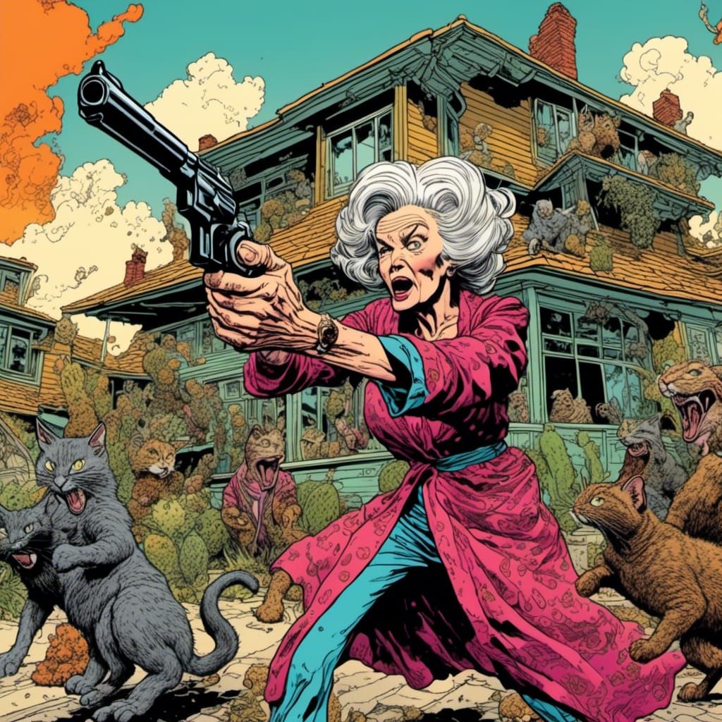 <lora:Gonzo XL:0.8> very angry suburban octogenarian woman i...