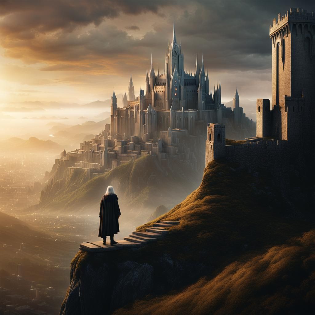 Minas Tirith Sunset: Cinematic View of Gondor