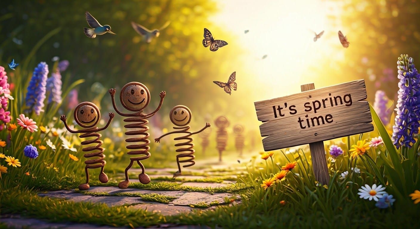 Springtime Frolic: Springs in a Whimsical Landscape